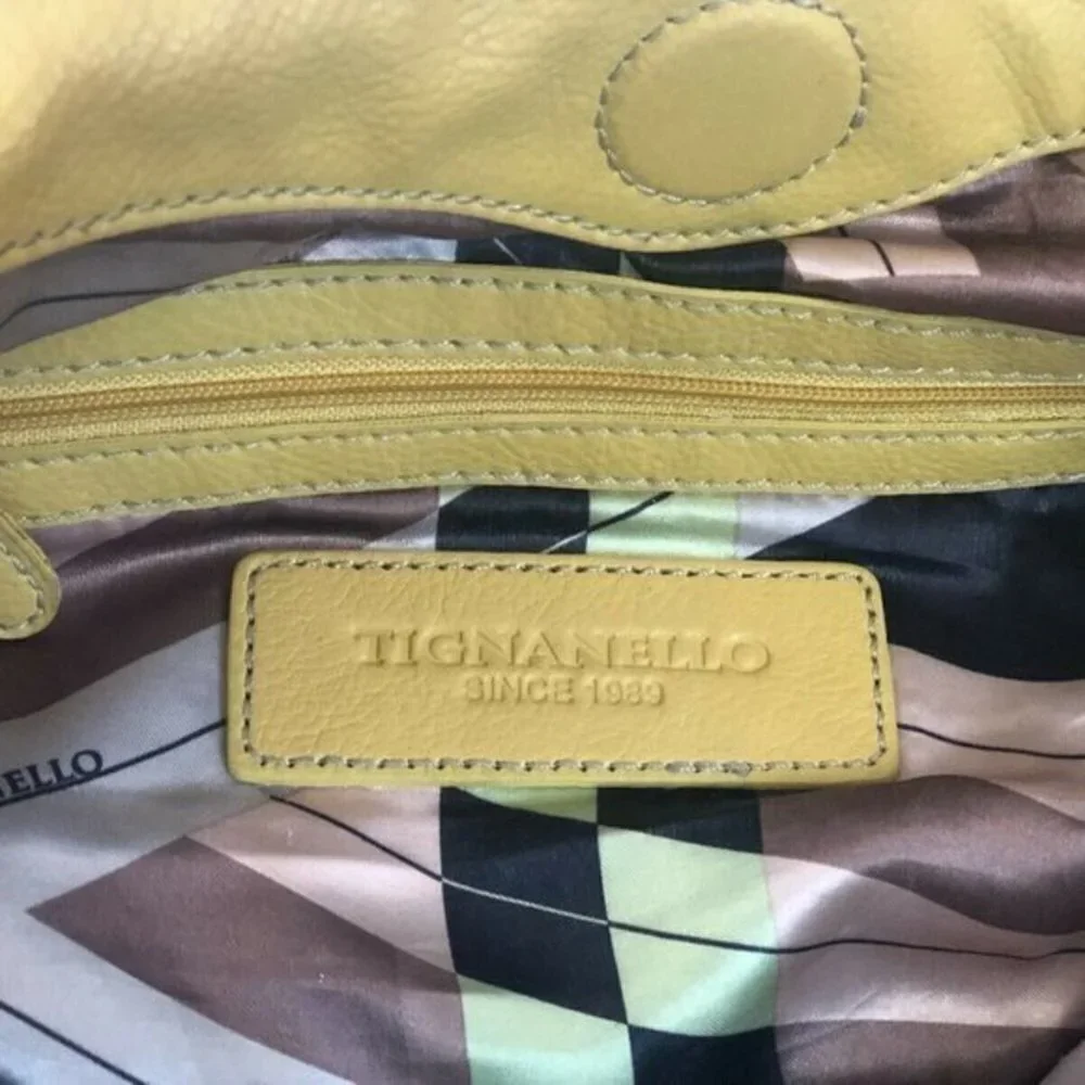 Tignanello Handbag Genuine Leather yellow Satchel